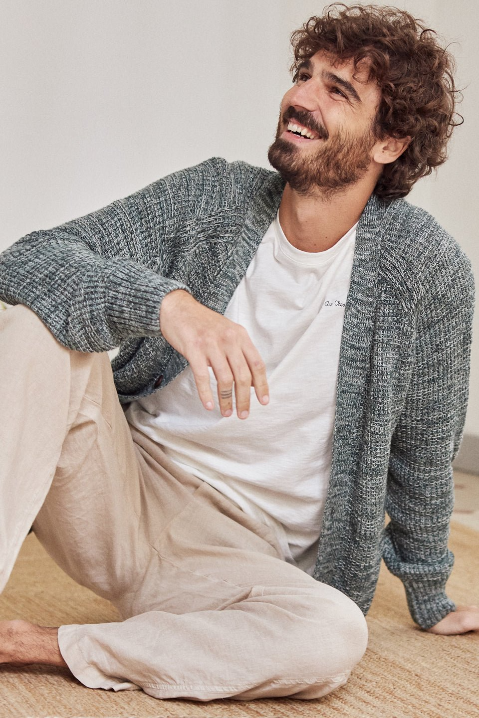 TWOTHIRDS Herren vegan Strickjacke Comporta GrÃ¼n Melange