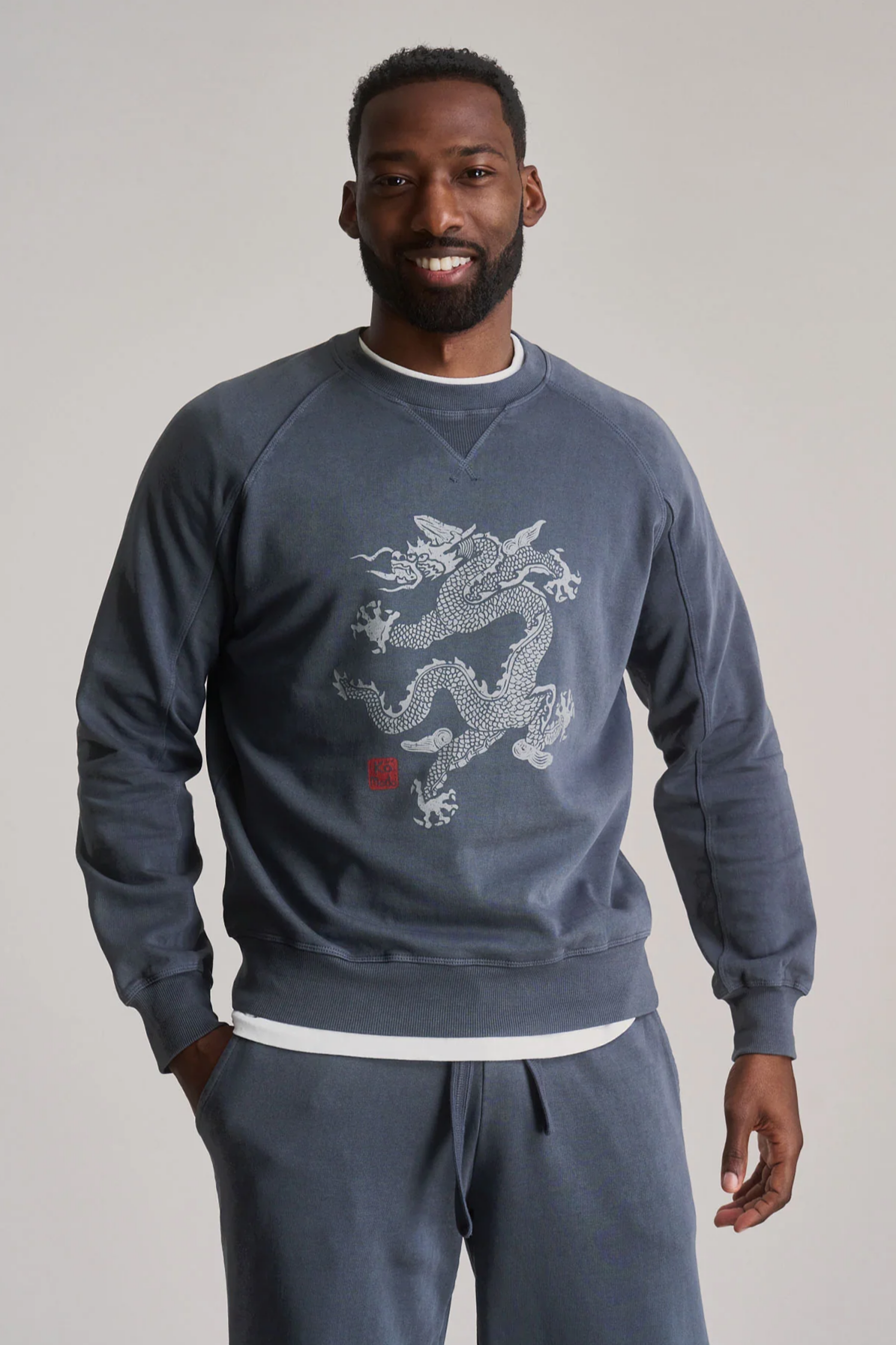 KOMODO Herren vegan Sweatshirt Dragon Washed Schwarz