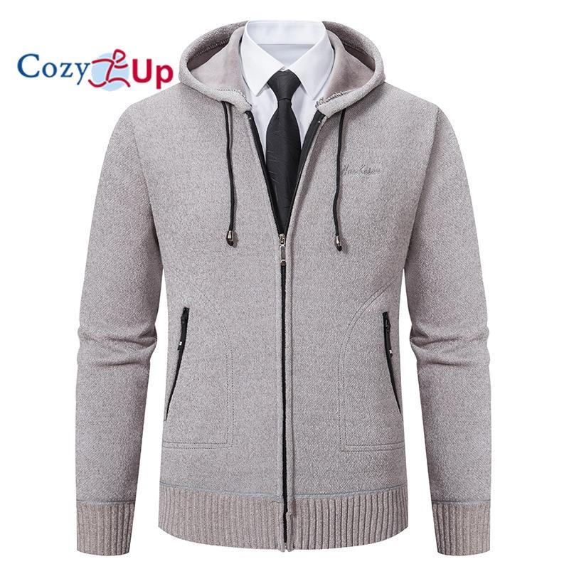 Cozy Up Cosy Up Heren Casual Vest Met Capuchon Truien Slim Fit Dikke Gebreide Trui Met Volledige Rits Winter Herfst Jassen Met Zakken 3XL beige