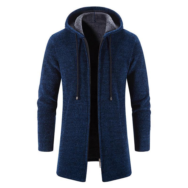 AI Supermarket Heren Chenille Vest: Stijlvolle gebreide trui met fluweel voor herfst/winter 4XL marineblauwe kleur