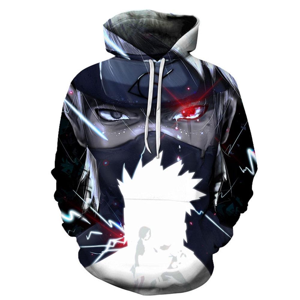Bobby3 Anime Naruto Hooded Sweatshirts Heren truien Hatake Kakashi 3D Hoodies Streetwear Unisex M