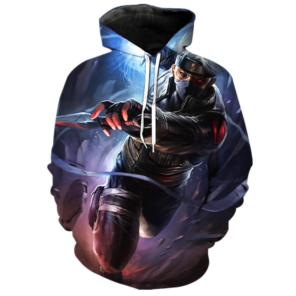 Bobby3 Anime Naruto Hooded Sweatshirts Heren truien Hatake Kakashi 3D Hoodies Streetwear Unisex S