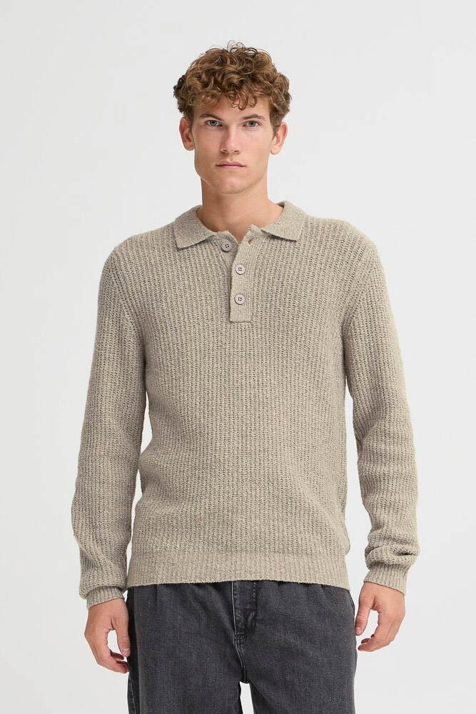 Casual Friday Cfgahn 1x1 Rib Polo Knit:knit