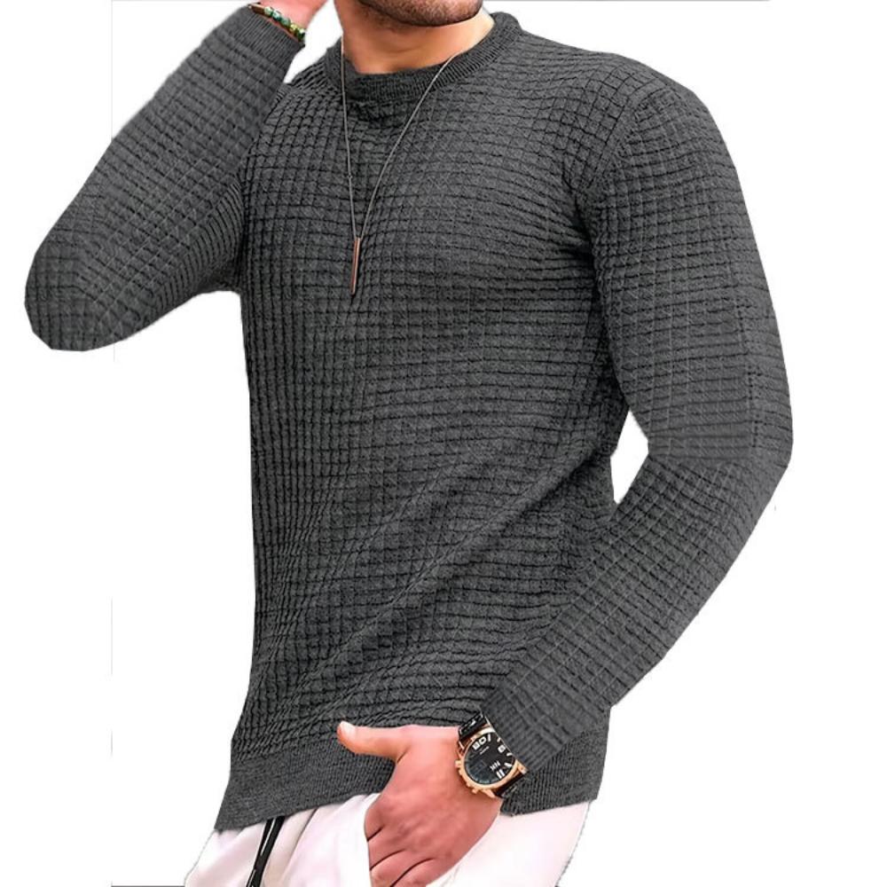 King Billion Herenmode Wafel Pullovers Lange Mouw O-Hals Effen Kleur Zacht Comfortabel Huidvriendelijk Slank Heren Tops M donkergrijze kleur