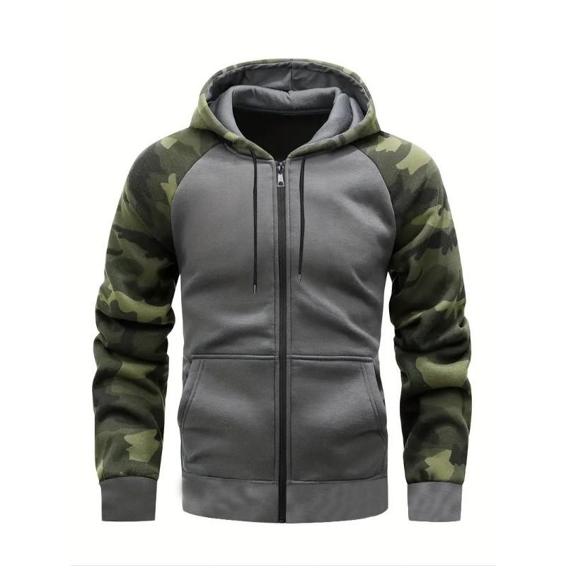 Haodingfushi Nieuwe Herfst- en Winter Heren Camouflage Raglan Hoodie Heren Casual Rits Sweatshirt Jas M