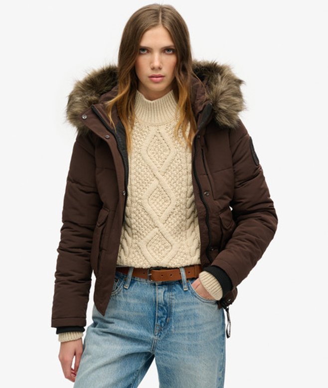 Superdry Everest-bomberjack met Capuchon Bruin