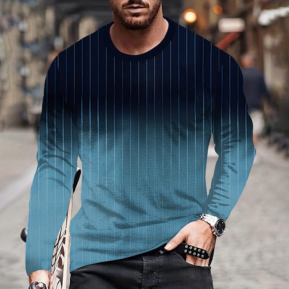 Wendy 3 Color Blocking Driedimensionale bedrukking Heren Herfst en Winter Losse ronde hals Lange mouwen Casual overhemd Oversized Retro Kleding 6XL