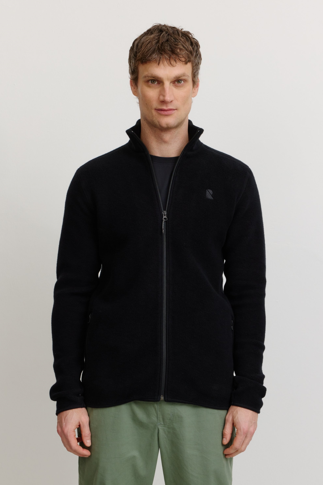 Recolution Herren vegan Jacke Fleece Buxus Schwarz