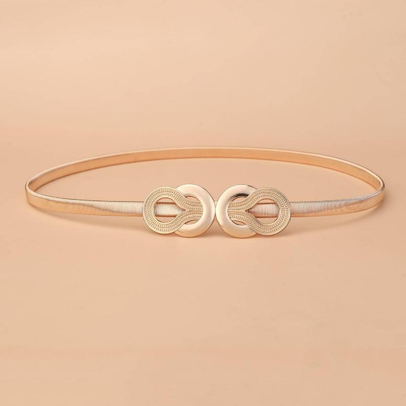 XYNN Gouden Ketting Riem Vrouwelijke Taille Verstelbaar Designer Riemen Voor Vrouwen Luxe Merk Punk Jurk Elastische Tailleband 64cm goud