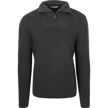 Knowledge Cotton Apparel Trui  Half Zip Pullover Merino Antraciet