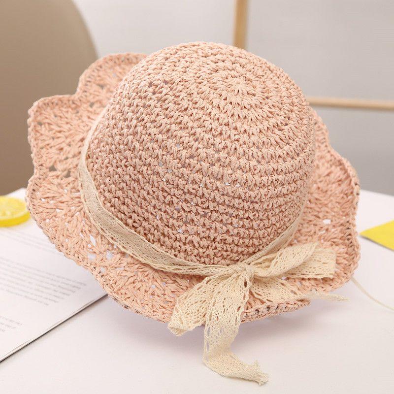 WTEMPO Babyhoed Zomer Zonnehoed Kinder Strohoed Grote Rand Zonbescherming 1-5 Jaar Oud Zomer Vissershoed voor Meisjes 48-53cm