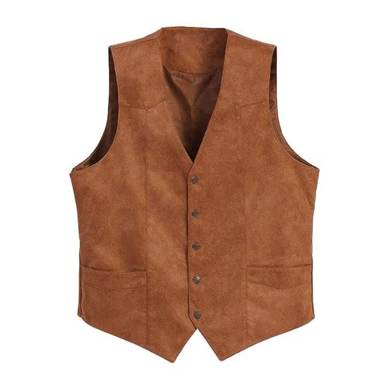 Jiamei Herenpak Vest V-hals Mouwloos Enkelrijs Slim Fit Vest met Zakken Effen Kleur Formeel Zakelijk Vest Jas L lichtbruine kleur