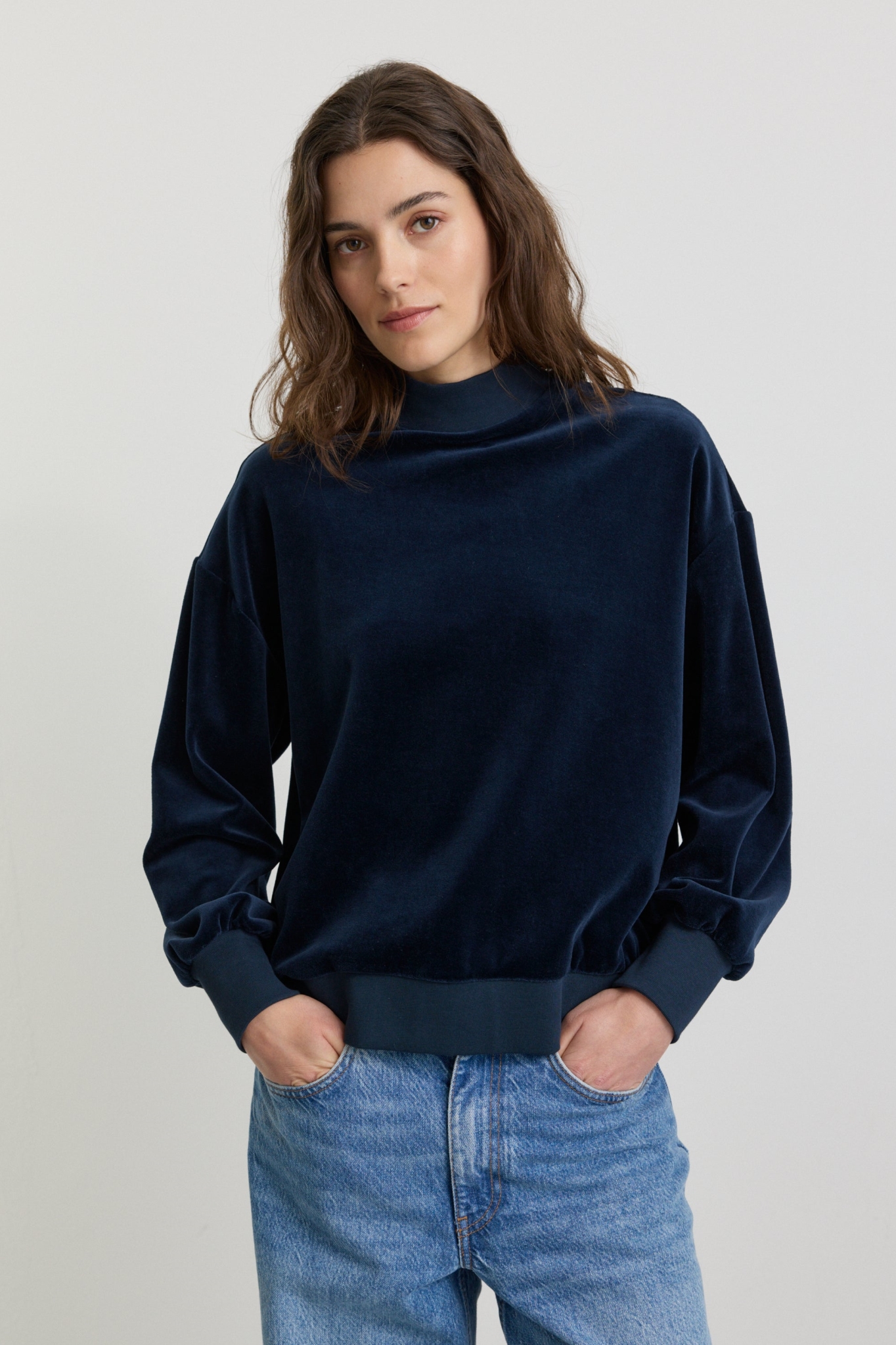 Recolution Damen vegan Sweatshirt Allium Dunkelblau