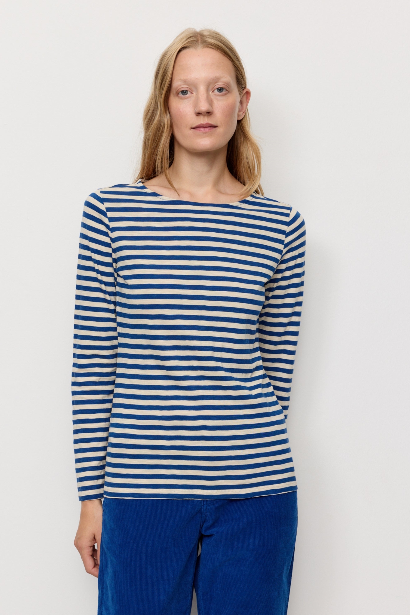 Recolution Damen vegan Longsleeve Iris Stripes Lapislazuli Blau