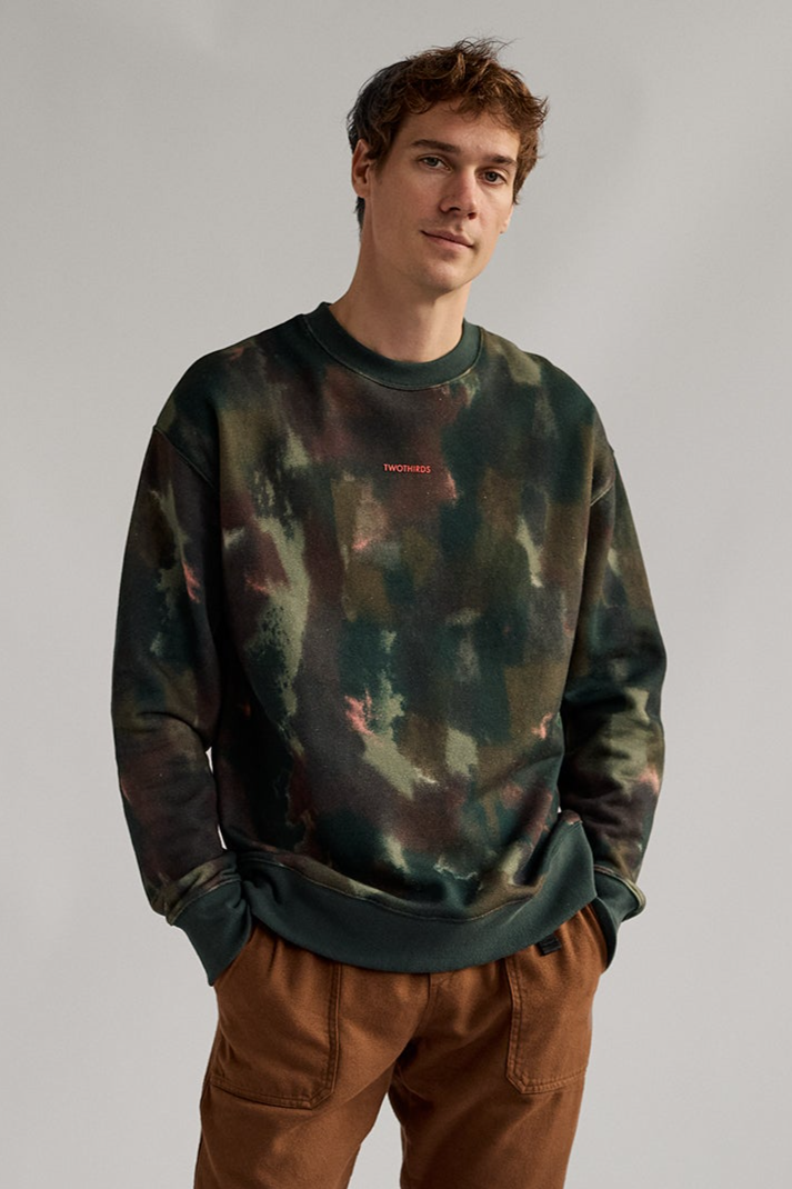 TWOTHIRDS Herren vegan Sweatshirt Klausdorf Camo GrÃ¼n