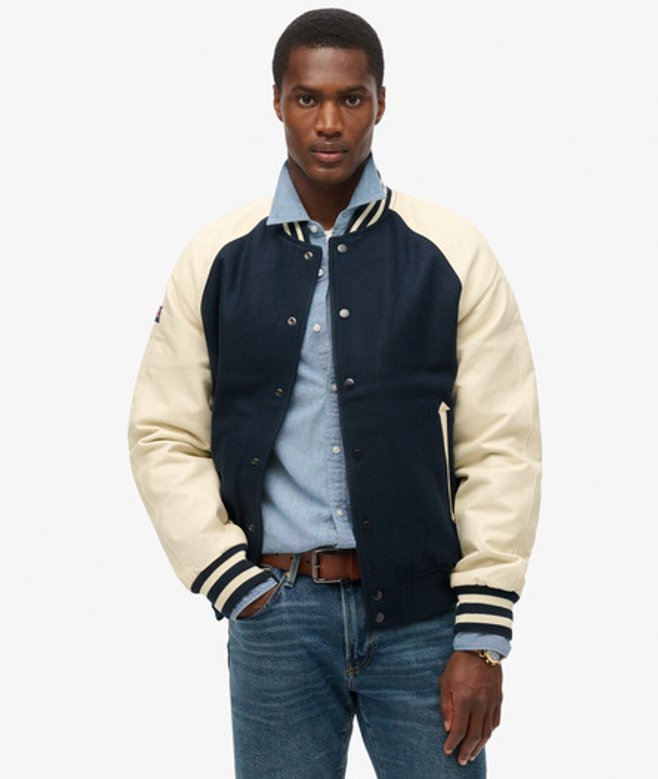 Superdry College Varsity Bomberjack Blauw