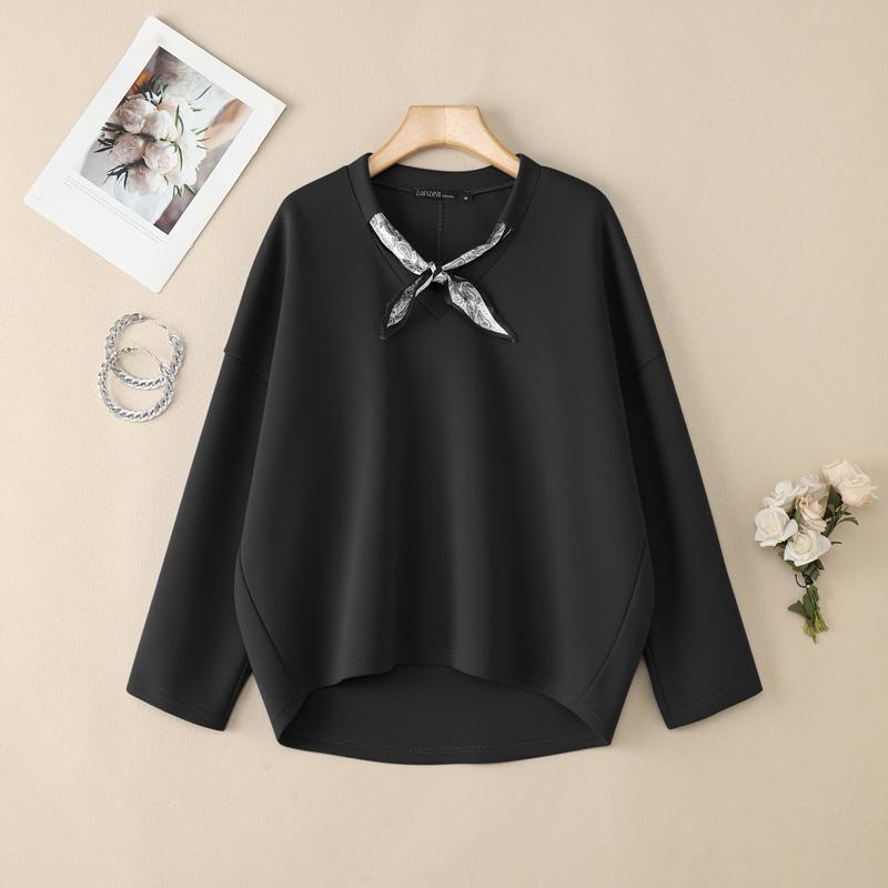 ZANZEA Women Casual V-Neck Long Sleeve Loose Autumn Thin Pullover Tops M