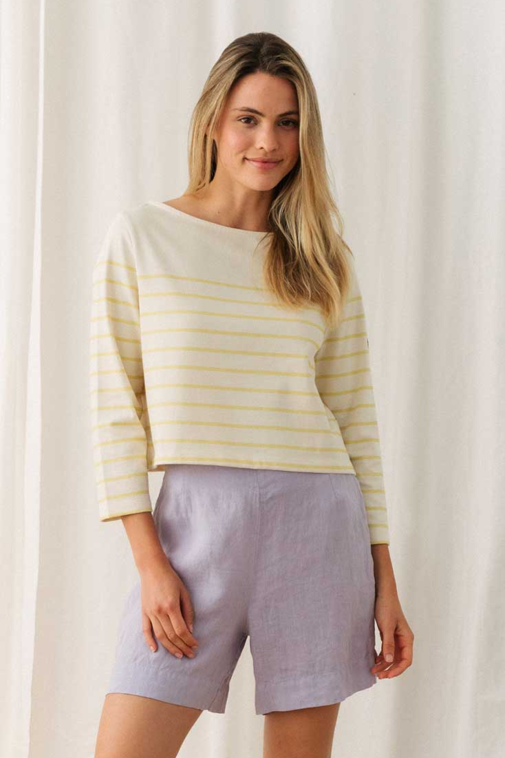 TWOTHIRDS Damen vegan T-Shirt Groto Gelb/Cremefarben