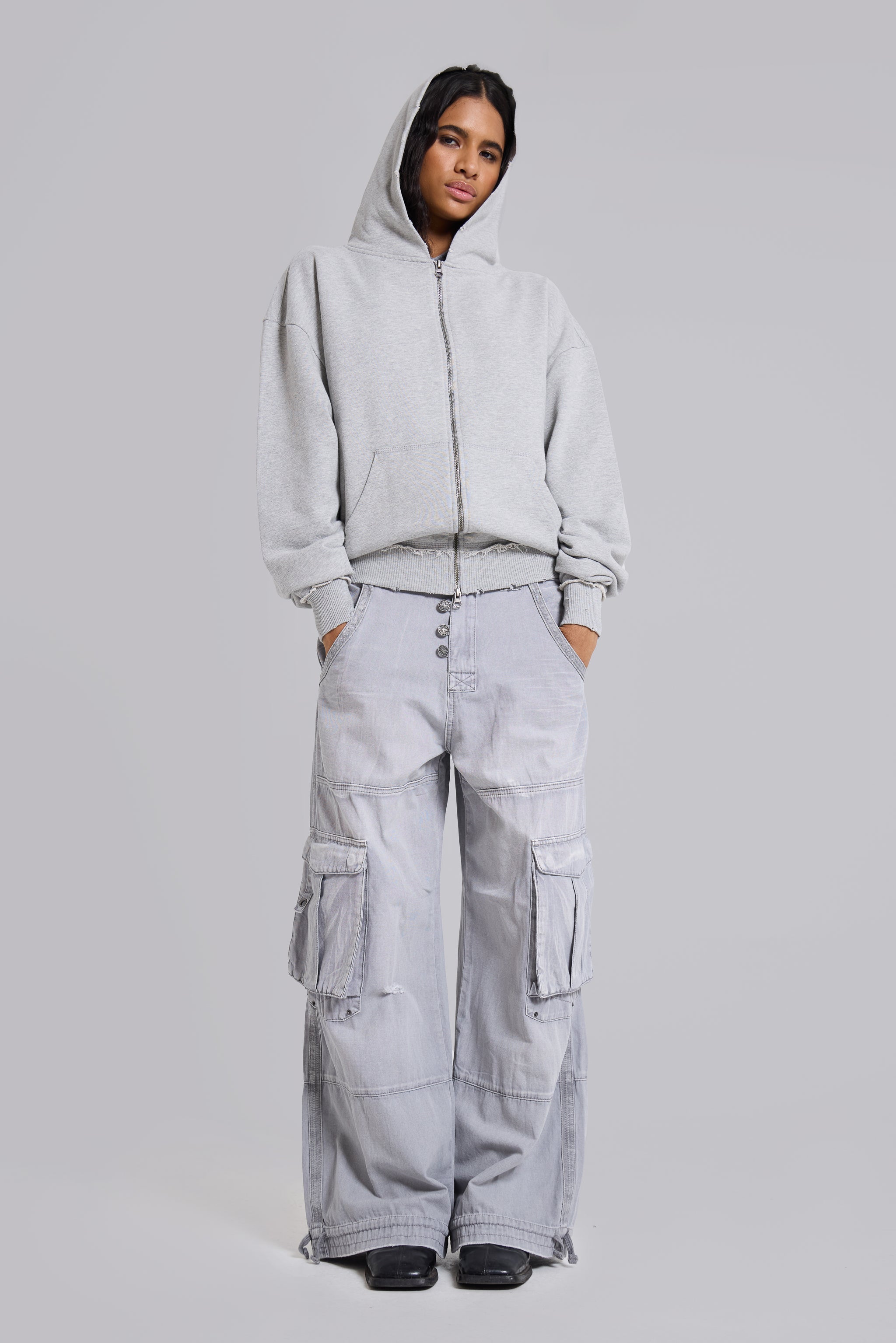 Jaded London Washed Grey Decoy Cargos