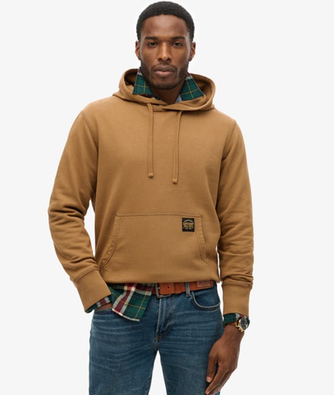 Superdry Relaxed Hoodie met Contrasterende Stiksels Bruin