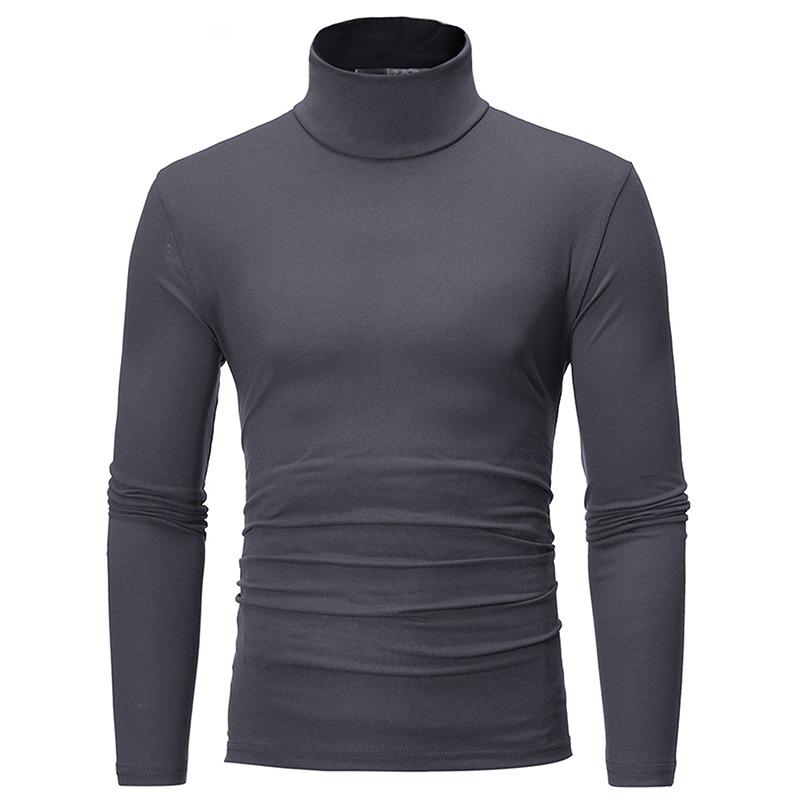 Argumentsss Heren Tops Mode Casual Slim Fit Mannelijk Basis Coltrui Lente Herfst Hoge Kraag Pullover Onderlaag Eenvoudig T-shirt Zacht Warm Lange Mouw Heren Breigoed XL donkergrijze kleur