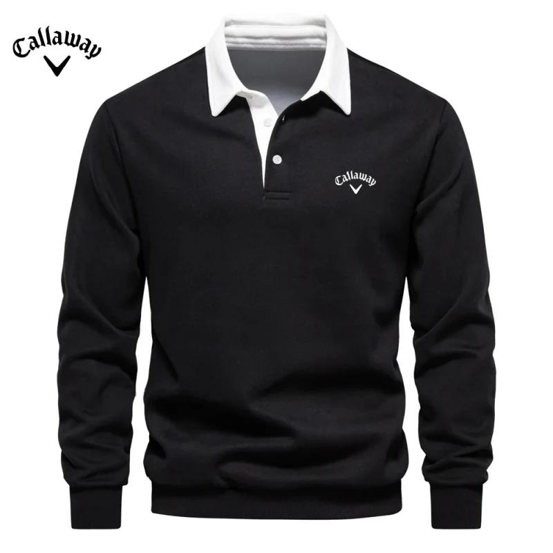 Callaway Heren Geborduurd Puur Katoenen Poloshirt met Lange Mouwen voor Herfst en Winter, Nieuwe Modieuze en Casual Multifunctionele Top L