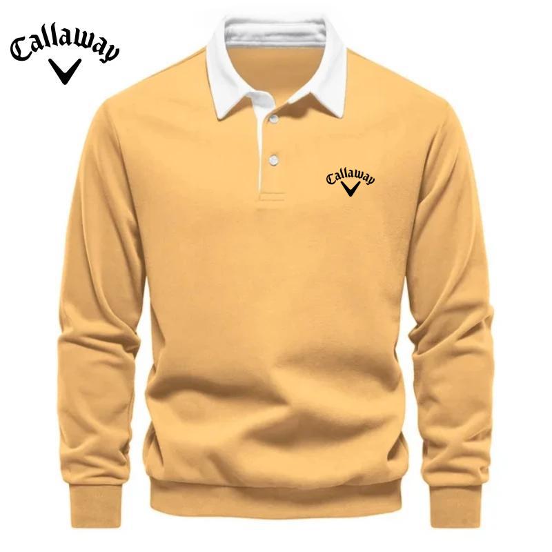 Callaway Heren Geborduurd Puur Katoenen Poloshirt met Lange Mouwen voor Herfst en Winter, Nieuwe Modieuze en Casual Multifunctionele Top XL
