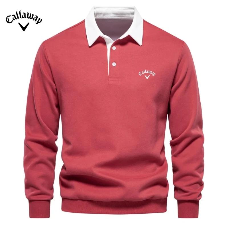 Callaway Heren Geborduurd Puur Katoenen Poloshirt met Lange Mouwen voor Herfst en Winter, Nieuwe Modieuze en Casual Multifunctionele Top XL