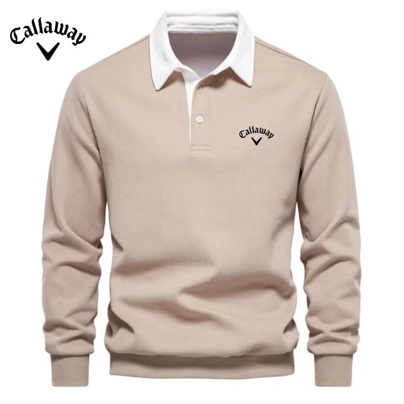 Callaway Heren Geborduurd Puur Katoenen Poloshirt met Lange Mouwen voor Herfst en Winter, Nieuwe Modieuze en Casual Multifunctionele Top M