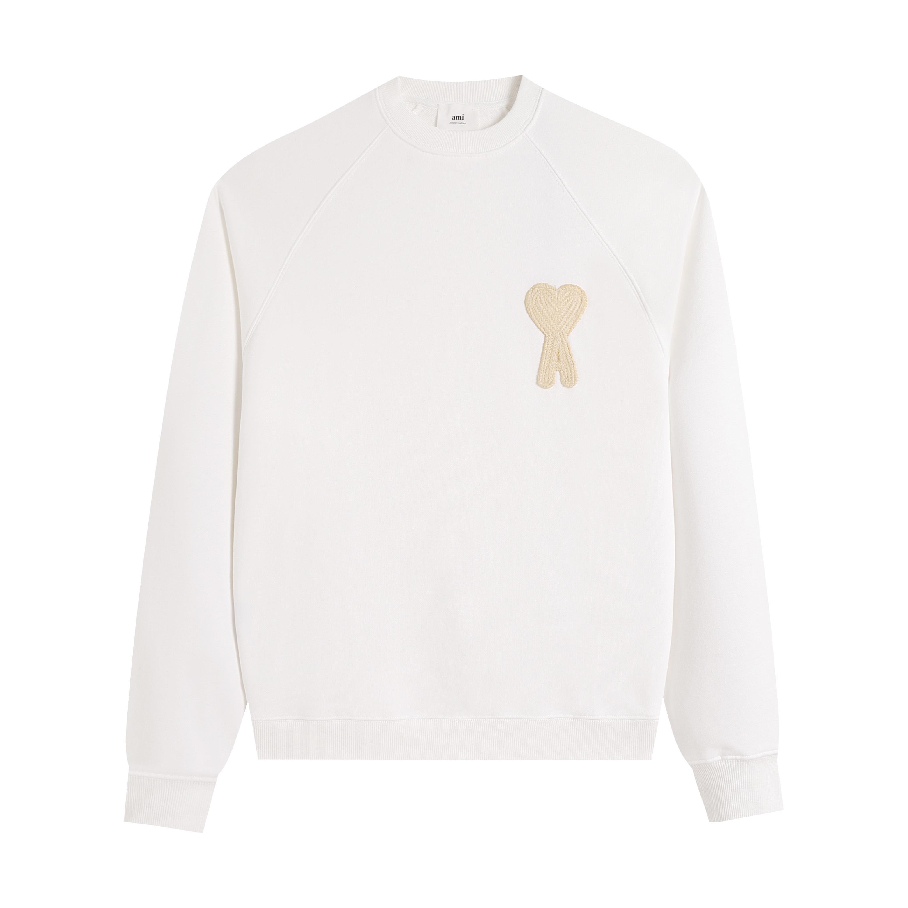 AMI 216  2025 Herfst en Winter Nieuwe Hoodie met Groot Hart Logo van Hoge Kwaliteit Katoen met Ronde Hals Mannen Pullover XL