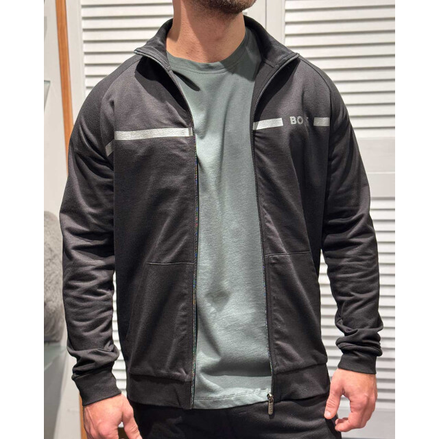 BOSS Sweatvest Authentic Jacket Z van katoen-badstof met strepen en logo, regular fit