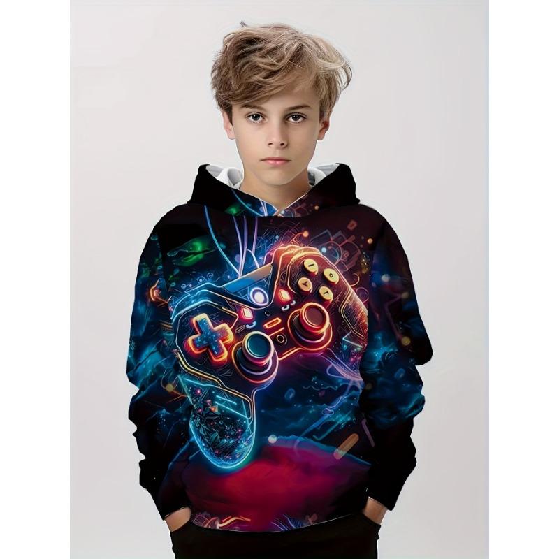 Xuhaijian02 Kinderkleding Jongens Hoodies Lange Mouw 3D Gamepad Print Kinderen Lente Herfst Kleding Casual Outdoor Stijlvolle Jongen Meisje Kleding Tops 140