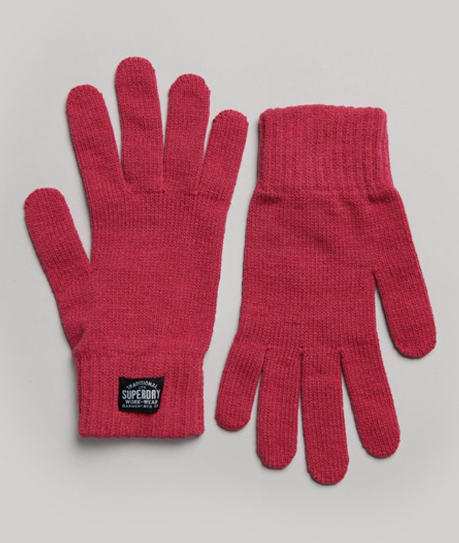 Superdry Klassieke Gebreide Handschoenen Roze