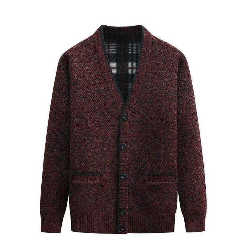 KAOLA Heren Herfst en Winter V-hals Gebreid Vest Grote Maat Casual Tops Verdikt Lange Mouw Bovenkleding 3XL