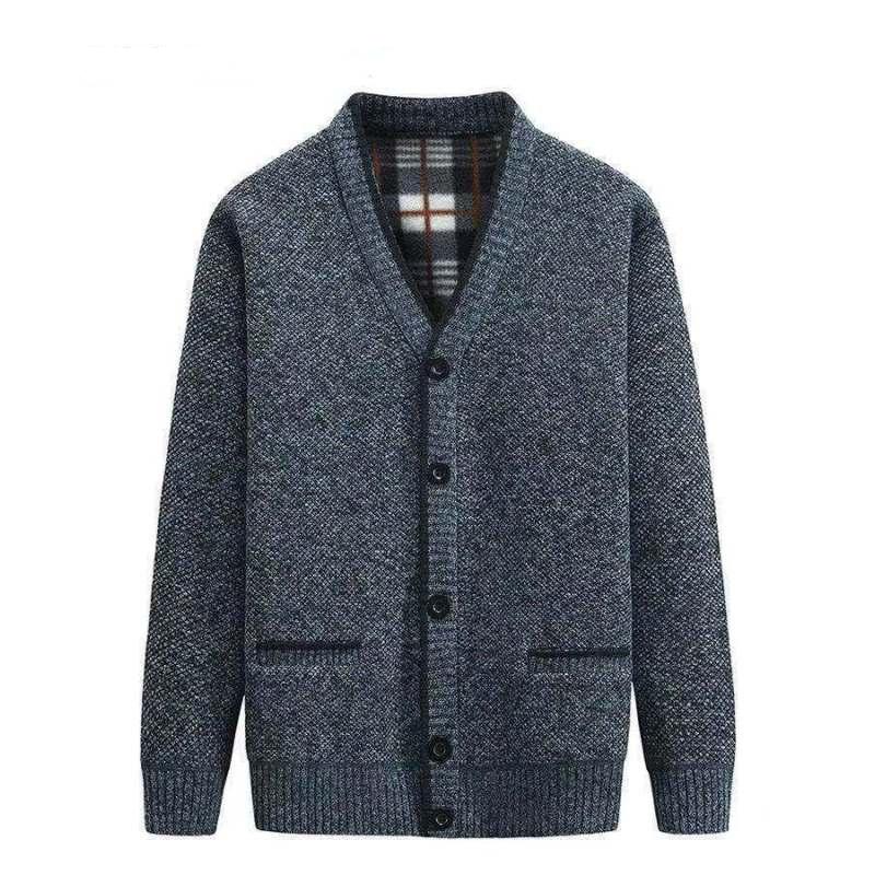 KAOLA Heren Herfst en Winter V-hals Gebreid Vest Grote Maat Casual Tops Verdikt Lange Mouw Bovenkleding 3XL