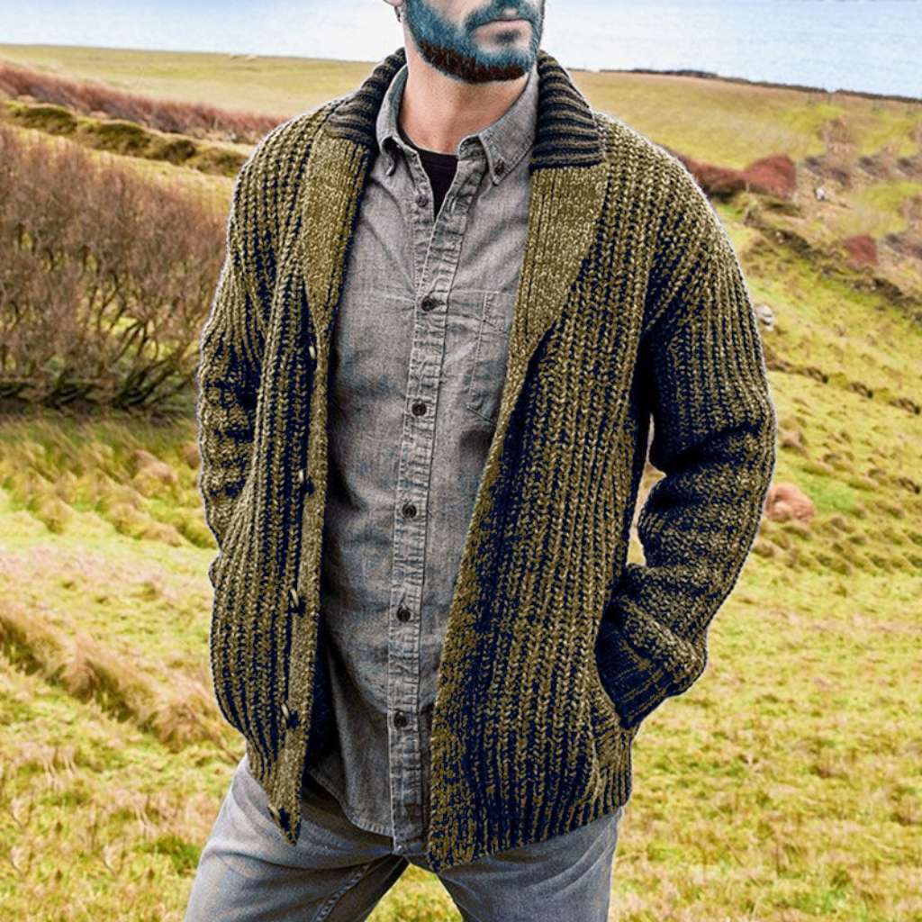 LIngzhi Warm Autumn Winter Men's Cardigan Long Sleeve Knitted Sweater Coat Man XXXXXL donkergroene kleur