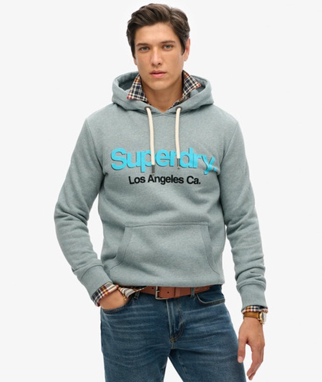 Superdry Klassieke Core Logo Hoodie Lichtblauw