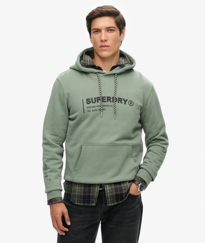 Superdry Utility Sport Hoodie met Logo en Losse Pasvorm Groen