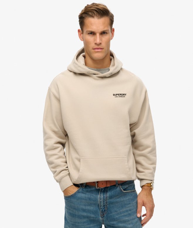 Superdry Luxe Sport Hoodie met Losse Pasvorm Crème