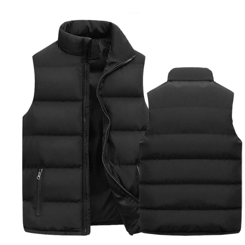 Idealife Heren Vest Jas Warme Mouwloze Jassen Winter Waterdichte Rits Jas Herfst Opstaande Kraag Casual Gilet Kleding M zwart