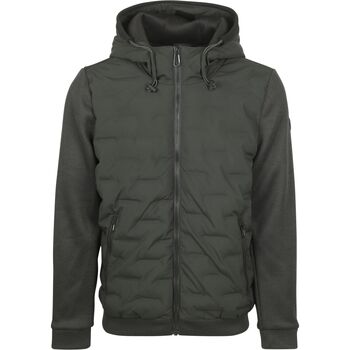 No Excess Windjack  Jas Knitted Sleeve Donkergroen