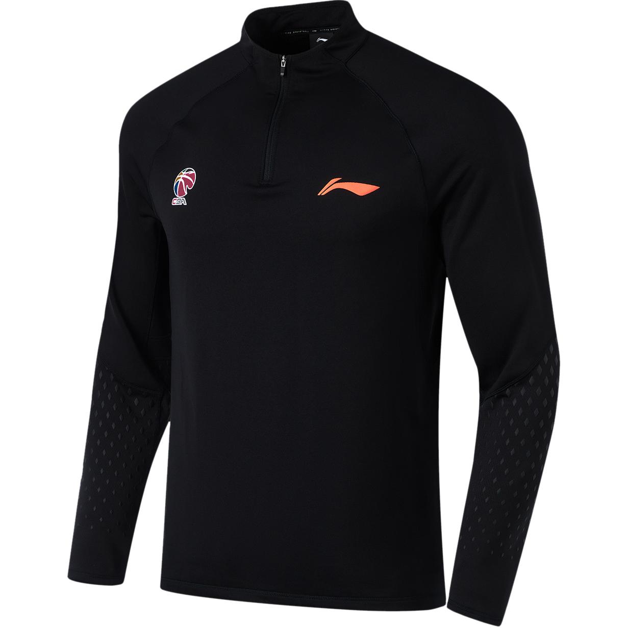 Li-Ning Li Ning Comfortabel Casual Opstaande Kraag Pullover Eenvoudig Letterprint Patroon Lange Mouw T-shirt Heren Tops Zwart ATLU083-1 M