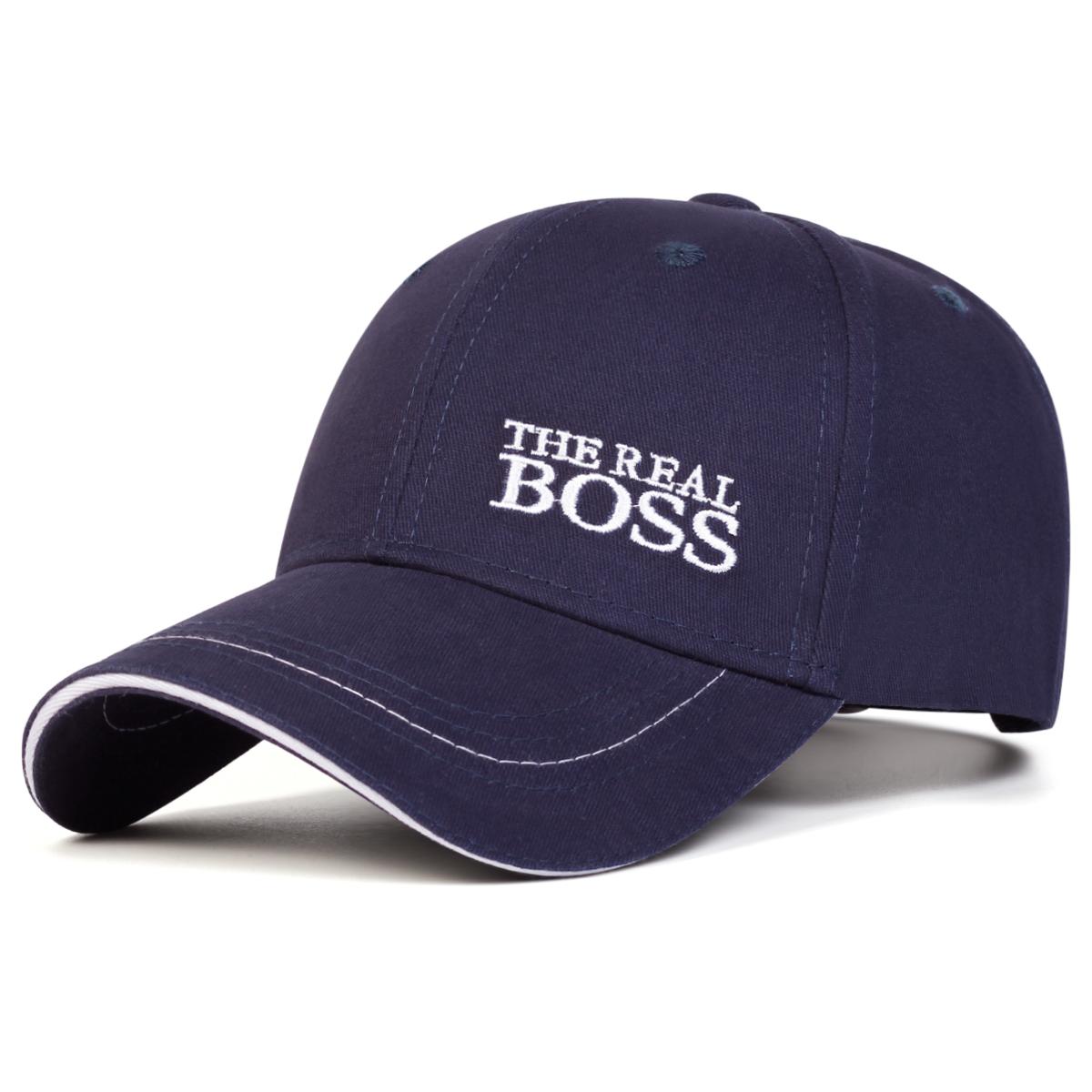 Hat Factory Pet met borduursel THE REAL BOSS Heren en Dames Verstelbare Outdoor Katoenen Hoed Modieuze Casual Reishoeden Golfpetten marineblauwe kleur