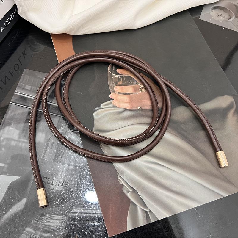 NATAWA Rond Touw Dunne Riem Dames Mode Decoratief Geknoopte Taille Touw Rok Decoratieve Jas Trui Riem 160cm koffie