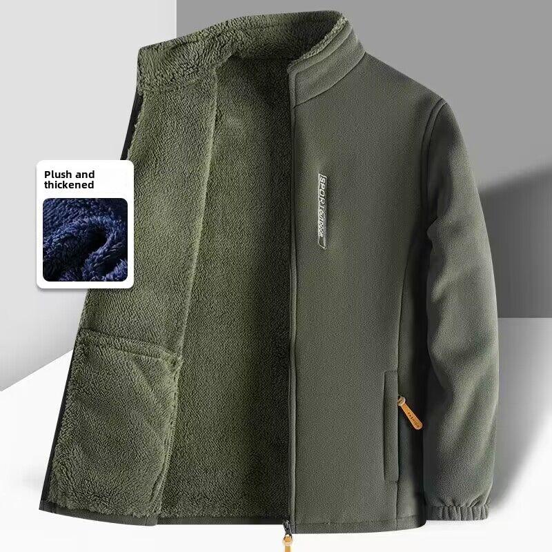 DSorothy Outdoor Plus Fluwelen Dikke Trui Heren Warme Kleding Herfst en Winter Jas Losse Grote Maat Polar Fleece Casual Cardigan Jas 6XL groen