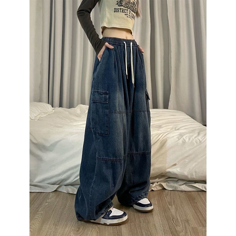 Super Select Retro Amerikaanse Hip-Hop Wijde Werkkleding Jeans Casual Broeken voor Trendy Meisjes S