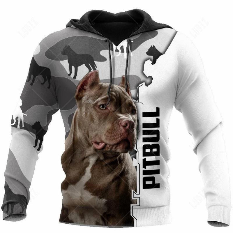 ETST 26 Hoodies Huisdier Hond Pitbull Heren Hoodie 3D Print Tops Herfst Casual Lange Mouw Oversized Streetwear Capuchon Voor Heren Kleding Tops XL