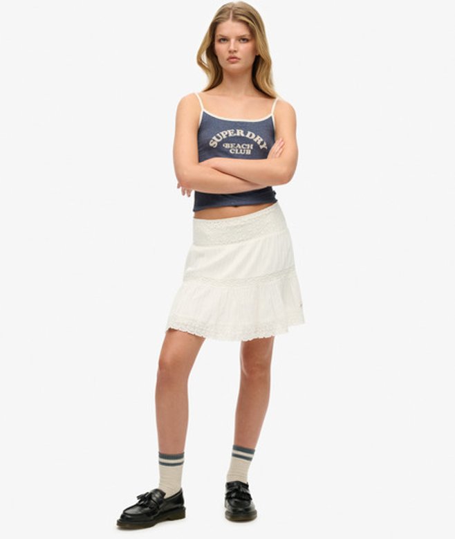 Superdry Ibiza Minirok met Kant White