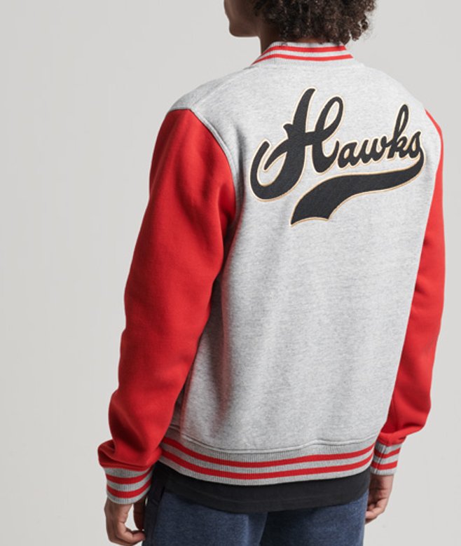 Superdry Vintage Collegiate Bomberjack van Jersey Grijs