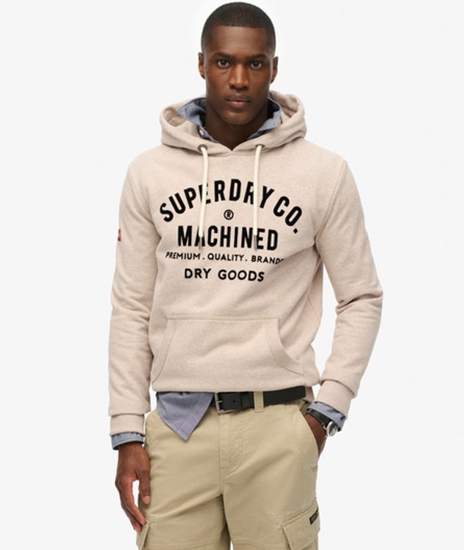 Superdry Workwear Hoodie met Flockprint Beige